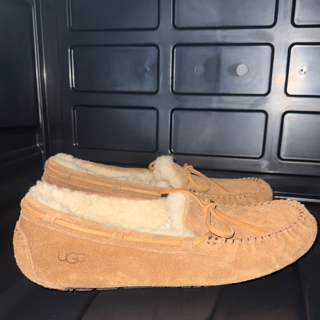 Ugg Tan Suede Loafers With Cream Lining